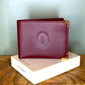 Auth Cartier Bi-Fold Wallet w/ Box